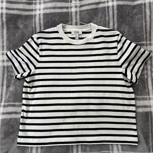 COS Clean Cut Black and White Striped Crewneck Tee